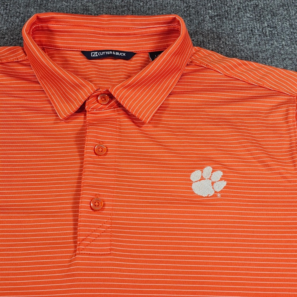 Cutter & Buck Clemson Tigers Mens Large Orange Polo Shirt MCK00144 Golf Sport
